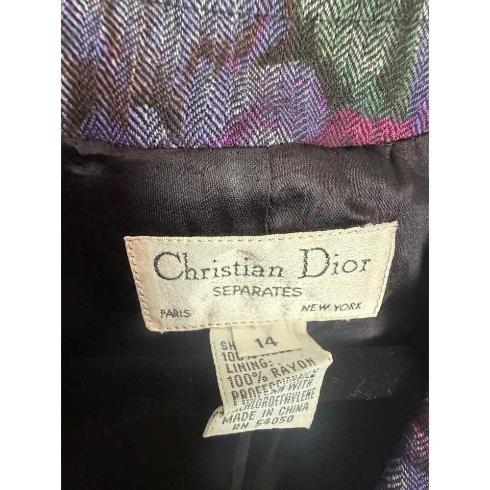 Christian Dior Separates Vintage Wool Floral Blazer‎ Purple Magenta Size 14 y2k